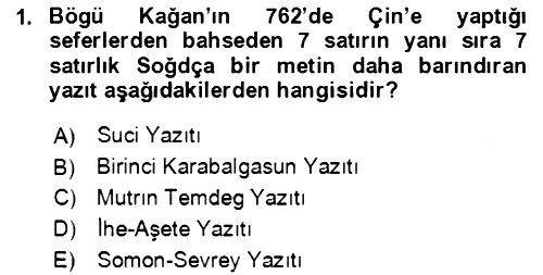 VIII-XIII. Yüzyıllar Türk Edebiyatı 2022-2023 Dönem Sonu Sınavı - 1. soru