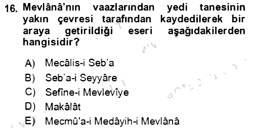 VIII-XIII. Yüzyıllar Türk Edebiyatı 2022-2023 Dönem Sonu Sınavı - 16. soru