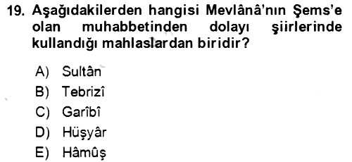 VIII-XIII. Yüzyıllar Türk Edebiyatı 2022-2023 Dönem Sonu Sınavı - 19. soru