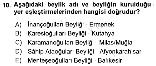 VIII-XIII. Yüzyıllar Türk Edebiyatı 2023-2024 Dönem Sonu Sınavı - 10. soru
