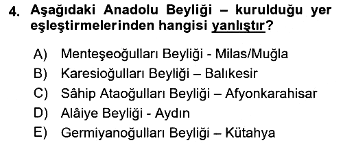 VIII-XIII. Yüzyıllar Türk Edebiyatı 2024-2025 Dönem Sonu Sınavı - 4. soru