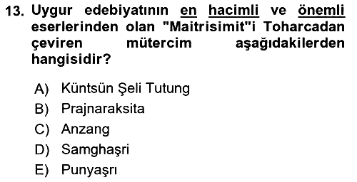 VIII-XIII. Yüzyıllar Türk Edebiyatı 2024-2025 Dönem Sonu Sınavı - 13. soru