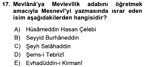VIII-XIII. Yüzyıllar Türk Edebiyatı 2020-2021 Yaz Okulu Sınavı - 17. soru