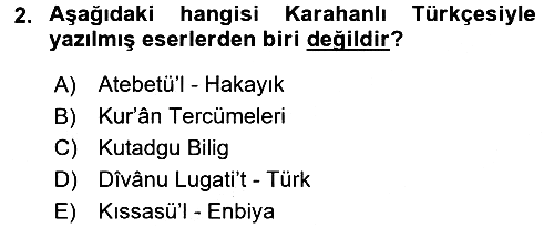 XI-XIII. Yüzyıllar Türk Dili 2016-2017 Ara Sınav - 2. soru
