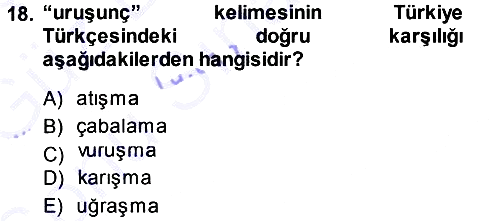 XI-XIII. Yüzyıllar Türk Dili 2013-2014 Dönem Sonu Sınavı - 18. soru