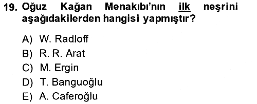XI-XIII. Yüzyıllar Türk Dili 2013-2014 Dönem Sonu Sınavı - 19. soru