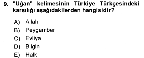 XI-XIII. Yüzyıllar Türk Dili 2017-2018 Dönem Sonu Sınavı - 9. soru
