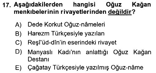 XI-XIII. Yüzyıllar Türk Dili 2019-2020 Dönem Sonu Sınavı - 17. soru