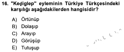 XI-XIII. Yüzyıllar Türk Dili 2018-2019 Yaz Okulu Sınavı - 16. soru