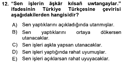 XIV-XV. Yüzyıllar Türk Dili 2024-2025 Dönem Sonu Sınavı - 12. soru