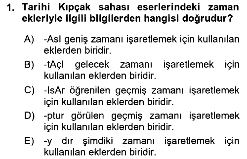 XIV-XV. Yüzyıllar Türk Dili 2023-2024 Yaz Okulu Sınavı - 1. soru