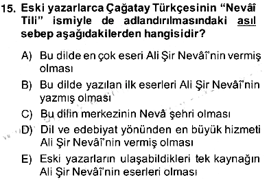 XIV-XV. Yüzyıllar Türk Edebiyatı 2013-2014 Ara Sınav - 15. soru