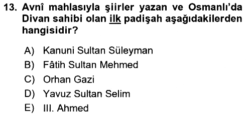 XIV-XV. Yüzyıllar Türk Edebiyatı 2023-2024 Dönem Sonu Sınavı - 13. soru