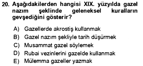 XIX. Yüzyıl Türk Edebiyatı 2021-2022 Ara Sınav - 20. soru