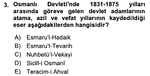 XIX. Yüzyıl Türk Edebiyatı 2021-2022 Dönem Sonu Sınavı - 3. soru