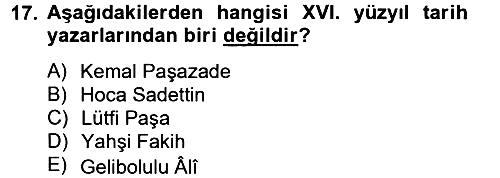 XVI. Yüzyıl Türk Edebiyatı 2013-2014 Tek Ders Sınavı - 17. soru