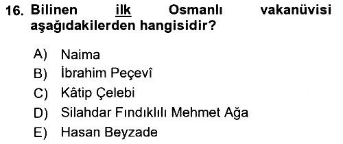 XVII. Yüzyıl Türk Edebiyatı 2016-2017 3 Ders Sınavı - 16. soru