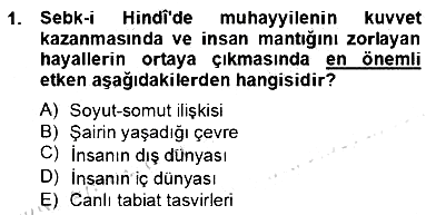 XVII. Yüzyıl Türk Edebiyatı 2012-2013 Dönem Sonu Sınavı - 1. soru