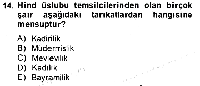 XVII. Yüzyıl Türk Edebiyatı 2012-2013 Dönem Sonu Sınavı - 14. soru