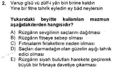 XVII. Yüzyıl Türk Edebiyatı 2014-2015 Dönem Sonu Sınavı - 2. soru