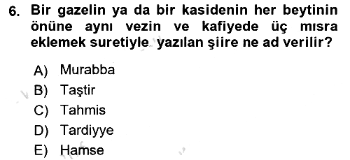 XVII. Yüzyıl Türk Edebiyatı 2022-2023 Yaz Okulu Sınavı - 6. soru