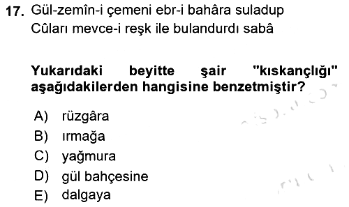 XVIII. Yüzyıl Türk Edebiyatı 2024-2025 Dönem Sonu Sınavı - 17. soru