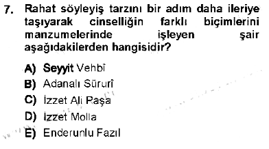 XVIII. Yüzyıl Türk Edebiyatı 2012-2013 Tek Ders Sınavı - 7. soru