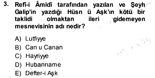 XVIII. Yüzyıl Türk Edebiyatı 2013-2014 Tek Ders Sınavı - 3. soru