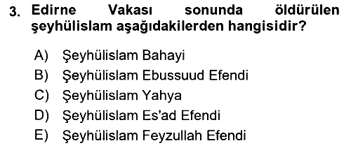 XVIII. Yüzyıl Türk Edebiyatı 2021-2022 Yaz Okulu Sınavı - 3. soru