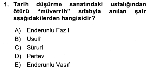 XVIII. Yüzyıl Türk Edebiyatı 2023-2024 Yaz Okulu Sınavı - 1. soru