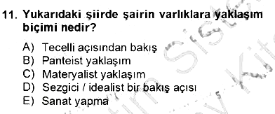 Yeni Türk Edebiyatına Giriş 2 2012-2013 Dönem Sonu Sınavı - 11. soru