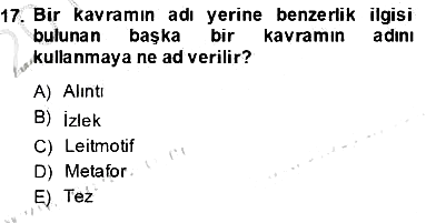 Yeni Türk Edebiyatına Giriş 2 2013-2014 Dönem Sonu Sınavı - 17. soru
