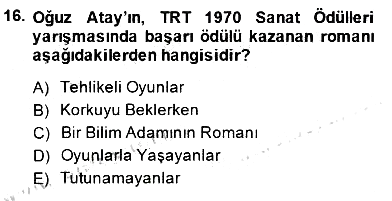 Yeni Türk Edebiyatına Giriş 2 2014-2015 Dönem Sonu Sınavı - 16. soru