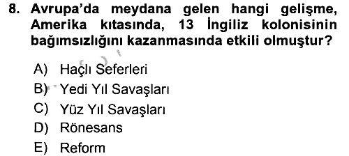Amerikan Dış Politikası 2016-2017 3 Ders Sınavı - 8. soru