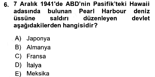 Amerikan Dış Politikası 2017-2018 3 Ders Sınavı - 6. soru
