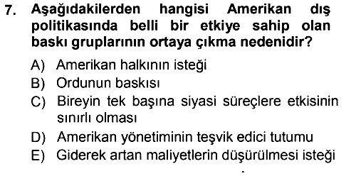 Amerikan Dış Politikası 2012-2013 Ara Sınav - 7. soru