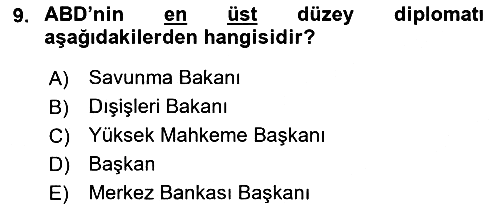 Amerikan Dış Politikası 2019-2020 Ara Sınav - 9. soru