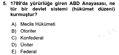 Amerikan Dış Politikası 2024-2025 Ara Sınav - 5. soru