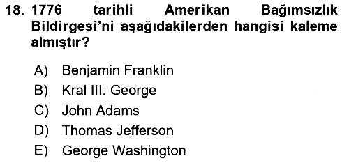 Amerikan Dış Politikası 2024-2025 Ara Sınav - 18. soru