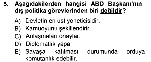 Amerikan Dış Politikası 2012-2013 Dönem Sonu Sınavı - 5. soru