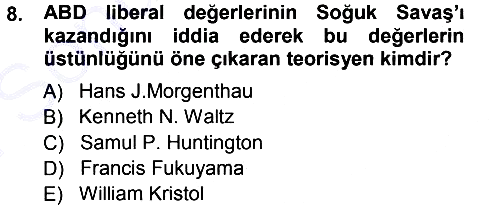 Amerikan Dış Politikası 2012-2013 Dönem Sonu Sınavı - 8. soru