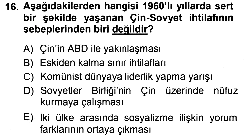 Amerikan Dış Politikası 2012-2013 Dönem Sonu Sınavı - 16. soru