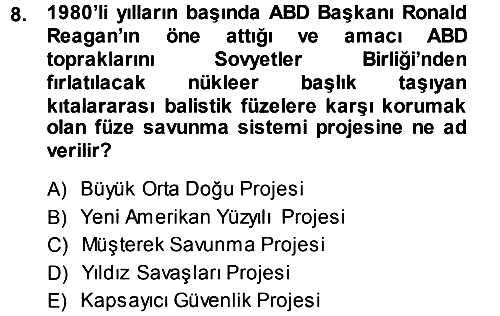 Amerikan Dış Politikası 2013-2014 Dönem Sonu Sınavı - 8. soru