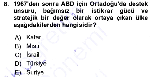 Amerikan Dış Politikası 2015-2016 Dönem Sonu Sınavı - 8. soru