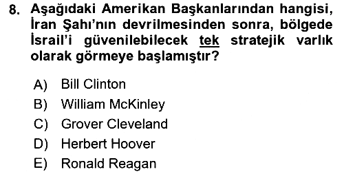 Amerikan Dış Politikası 2017-2018 Dönem Sonu Sınavı - 8. soru