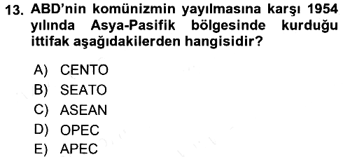 Amerikan Dış Politikası 2018-2019 Dönem Sonu Sınavı - 13. soru