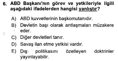 Amerikan Dış Politikası 2021-2022 Dönem Sonu Sınavı - 6. soru
