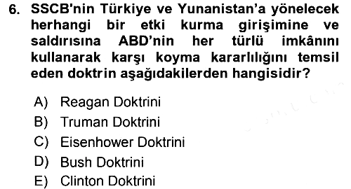 Amerikan Dış Politikası 2015-2016 Tek Ders Sınavı - 6. soru