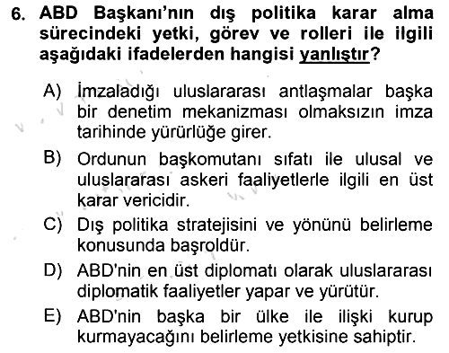 Amerikan Dış Politikası 2020-2021 Yaz Okulu Sınavı - 6. soru
