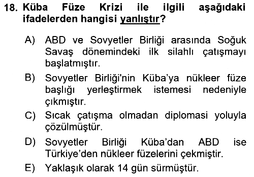 Amerikan Dış Politikası 2020-2021 Yaz Okulu Sınavı - 18. soru